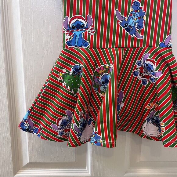 Wild Rich Kids WRK Disney Christmas Stitch Skirted Leotard Dress Girls Size 5/6 - Picture 3 of 16